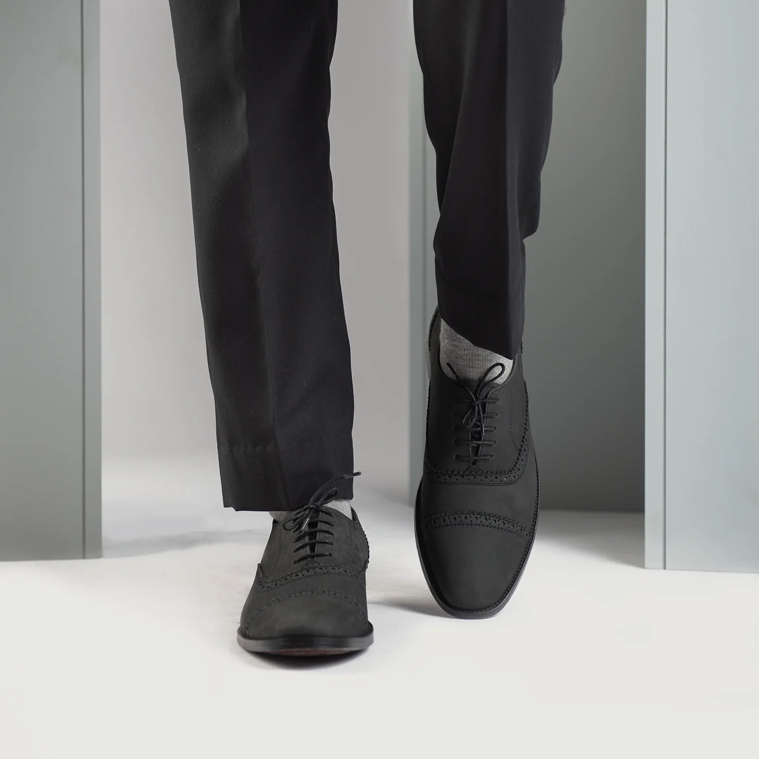 Greyson Brogues Oxford Black Nubuck Leather Shoes by Dash Racegear - men Leather Shoes view 7