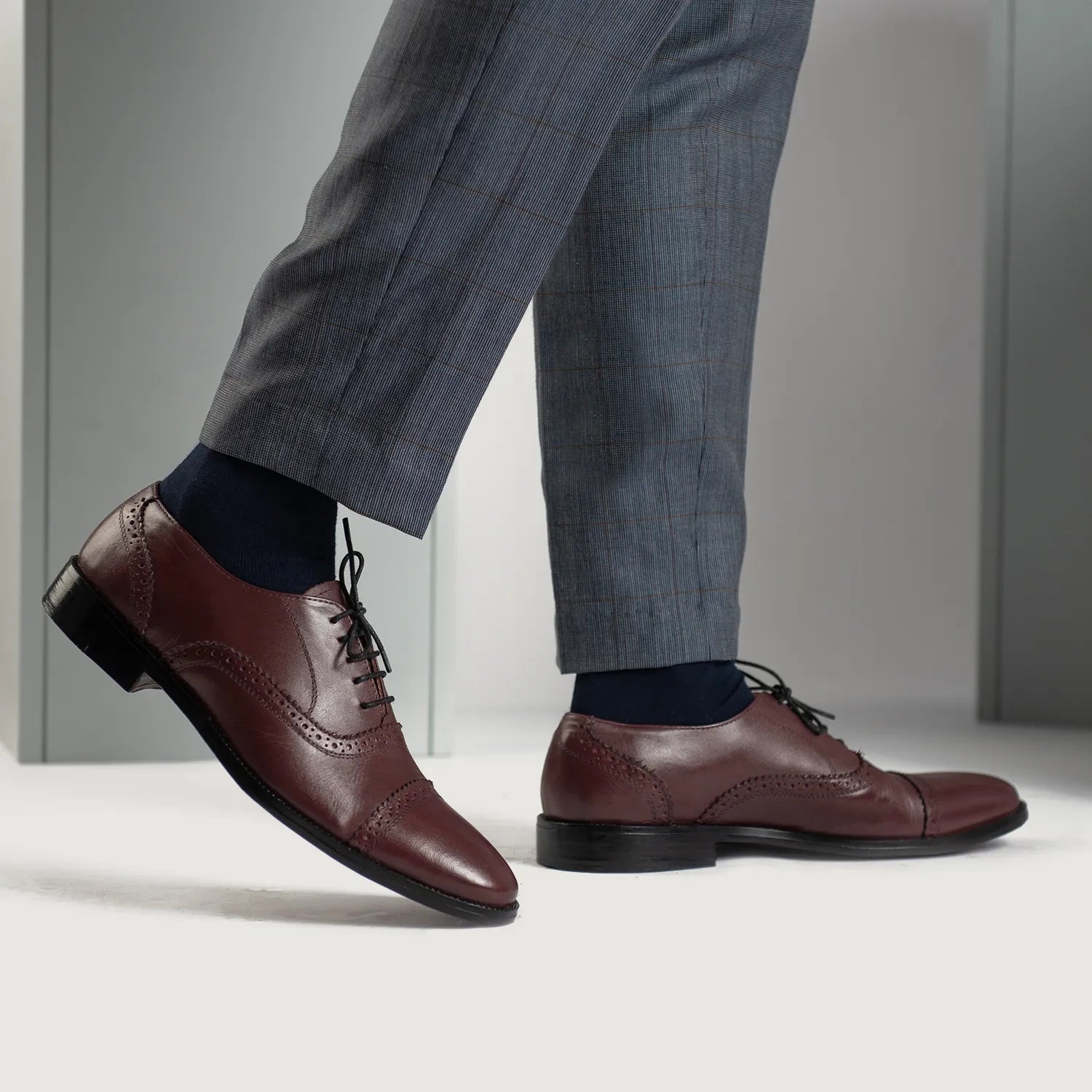 Greyson Brogues Oxford Maroon Leather Shoes by Dash Racegear - men Leather Shoes view 8