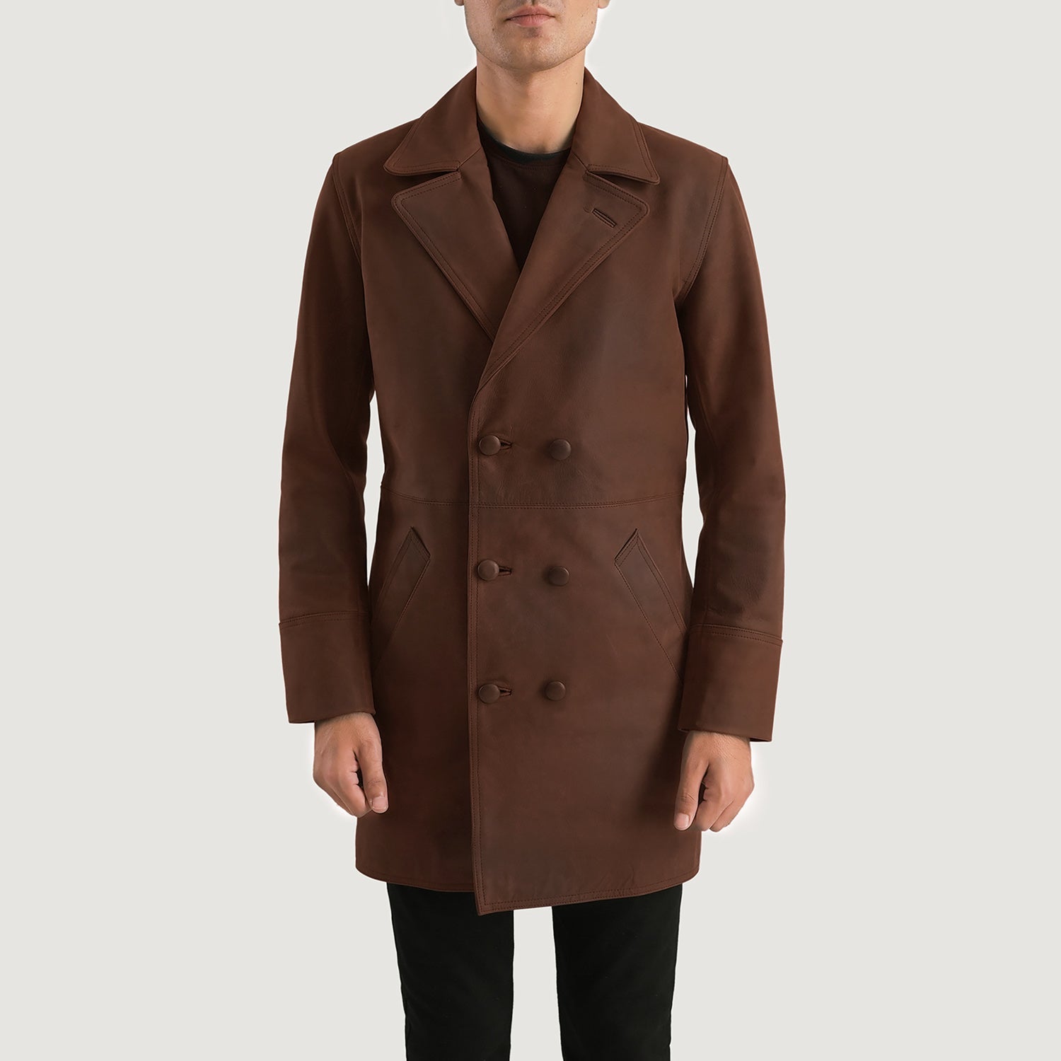 Half Life Brown Leather Coat by Dash Racegear - men Jacket view 1