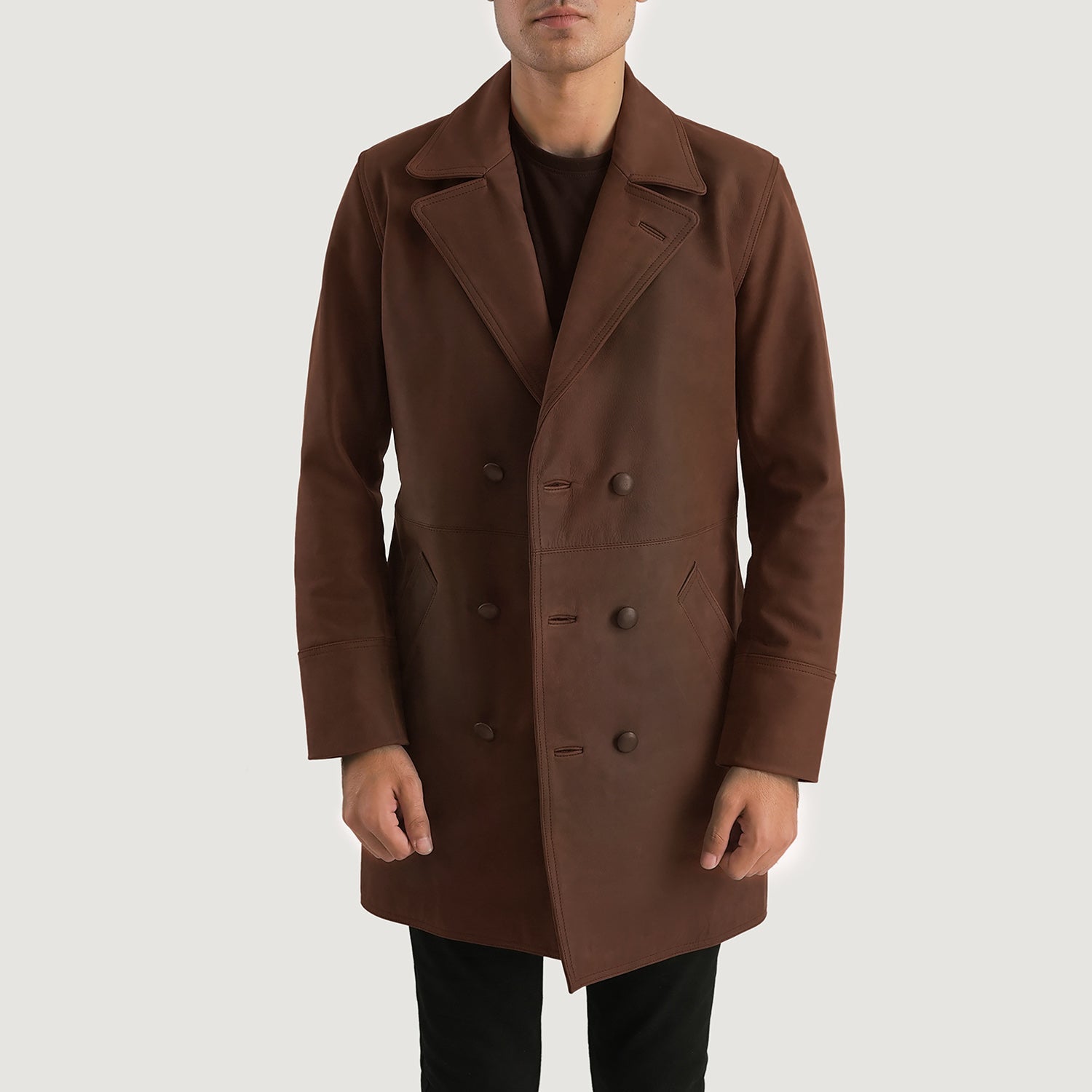 Half Life Brown Leather Coat by Dash Racegear - men Jacket view 3
