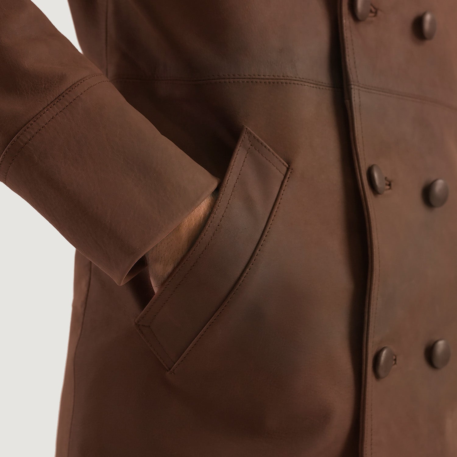 Half Life Brown Leather Coat by Dash Racegear - men Jacket view 6