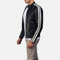 Hank Black Leather Biker Jacket by Dash Racegear - men Jacket view 4