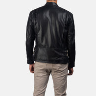 Hank Black Leather Biker Jacket by Dash Racegear - men Jacket view 5