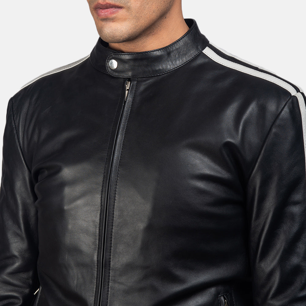 Hank Black Leather Biker Jacket by Dash Racegear - men Jacket view 6