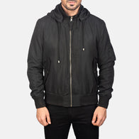 Hanklin Ma-1 Black Hooded Bomber Jacket by Dash Racegear - men Jacket view 4