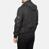 Hanklin Ma-1 Black Hooded Bomber Jacket by Dash Racegear - men Jacket view 5