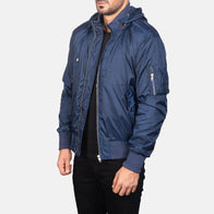 Hanklin Ma-1 Blue Hooded Bomber Jacket by Dash Racegear - men Jacket view 2