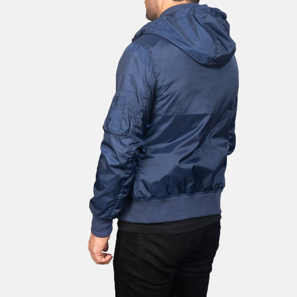 Hanklin Ma-1 Blue Hooded Bomber Jacket by Dash Racegear - men Jacket view 5