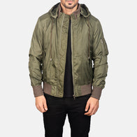 Hanklin Ma-1 Green Hooded Bomber Jacket by Dash Racegear - men Jacket view 1