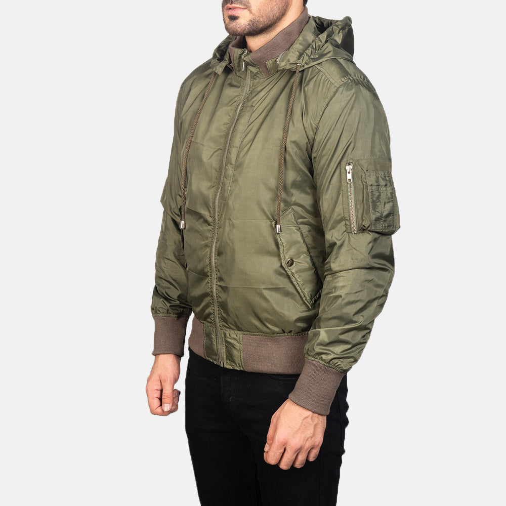 Hanklin Ma-1 Green Hooded Bomber Jacket by Dash Racegear - men Jacket view 2