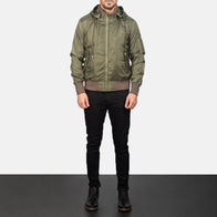 Hanklin Ma-1 Green Hooded Bomber Jacket by Dash Racegear - men Jacket view 3