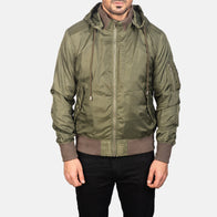 Hanklin Ma-1 Green Hooded Bomber Jacket by Dash Racegear - men Jacket view 4