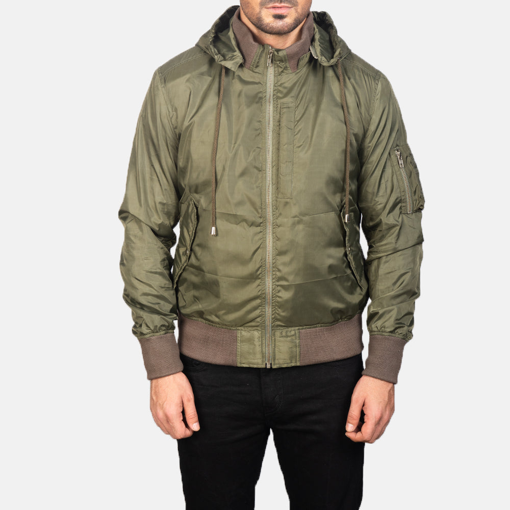 Hanklin Ma-1 Green Hooded Bomber Jacket by Dash Racegear - men Jacket view 4