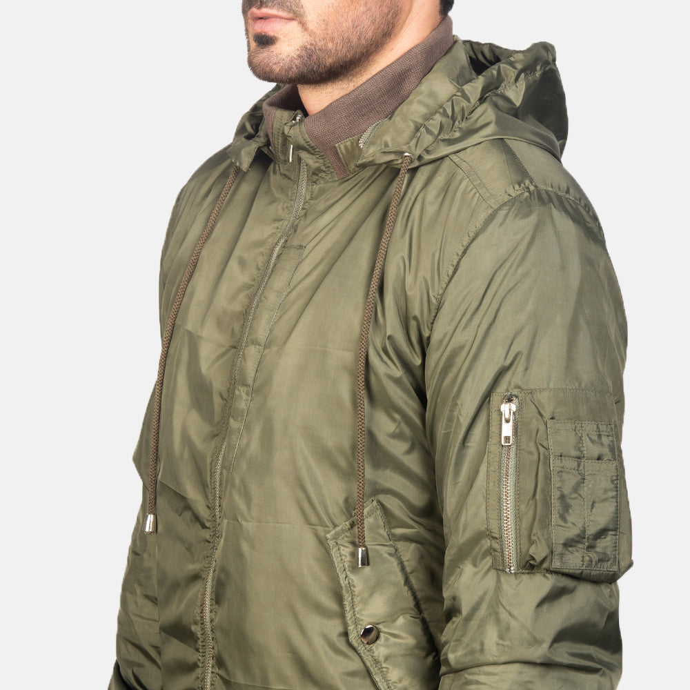 Hanklin Ma-1 Green Hooded Bomber Jacket by Dash Racegear - men Jacket view 6