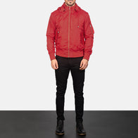 Hanklin Ma-1 Red Hooded Bomber Jacket by Dash Racegear - men Jacket view 3