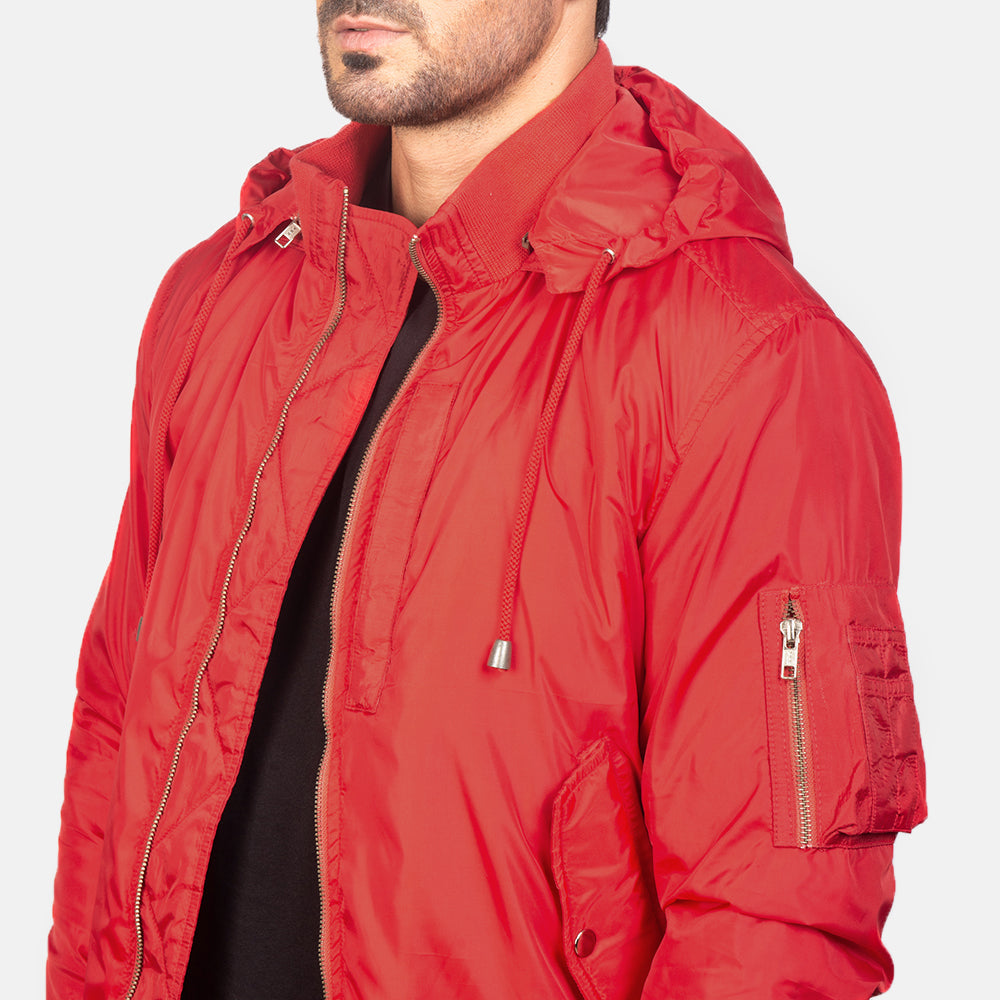 Hanklin Ma-1 Red Hooded Bomber Jacket by Dash Racegear - men Jacket view 6