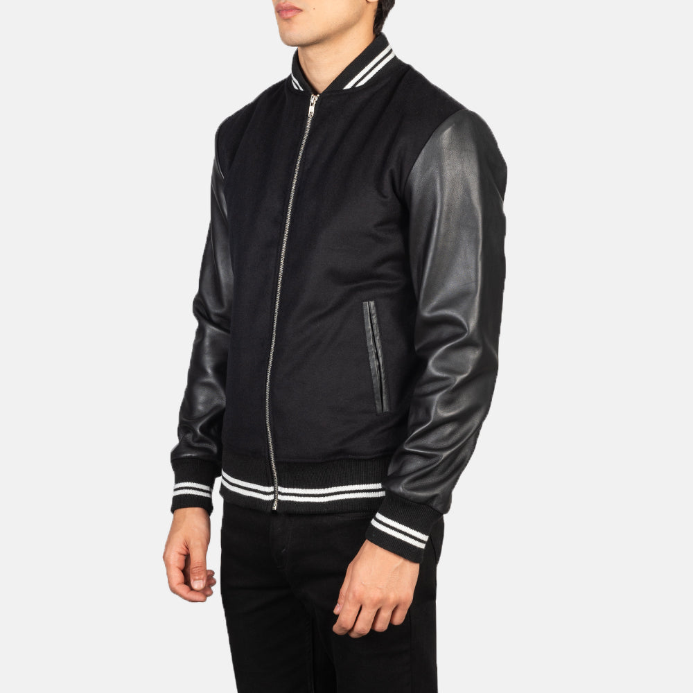 Harrison Black Hybrid Varsity Jacket by Dash Racegear - men Jacket view 2