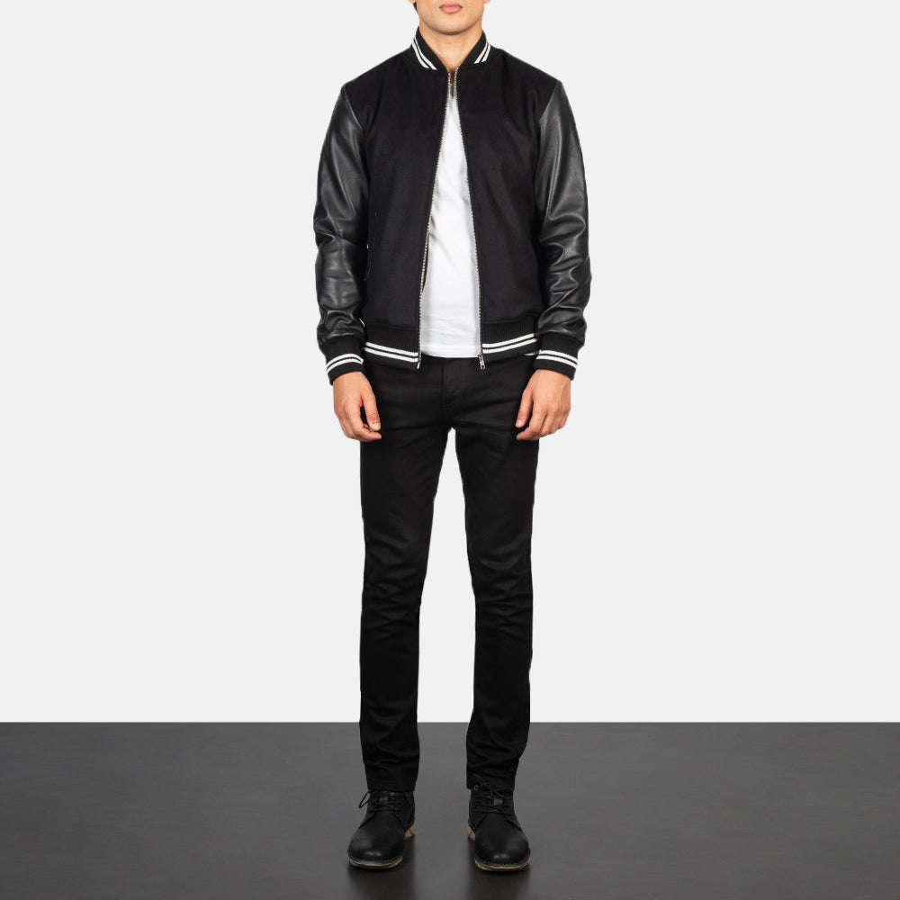 Harrison Black Hybrid Varsity Jacket by Dash Racegear - men Jacket view 4