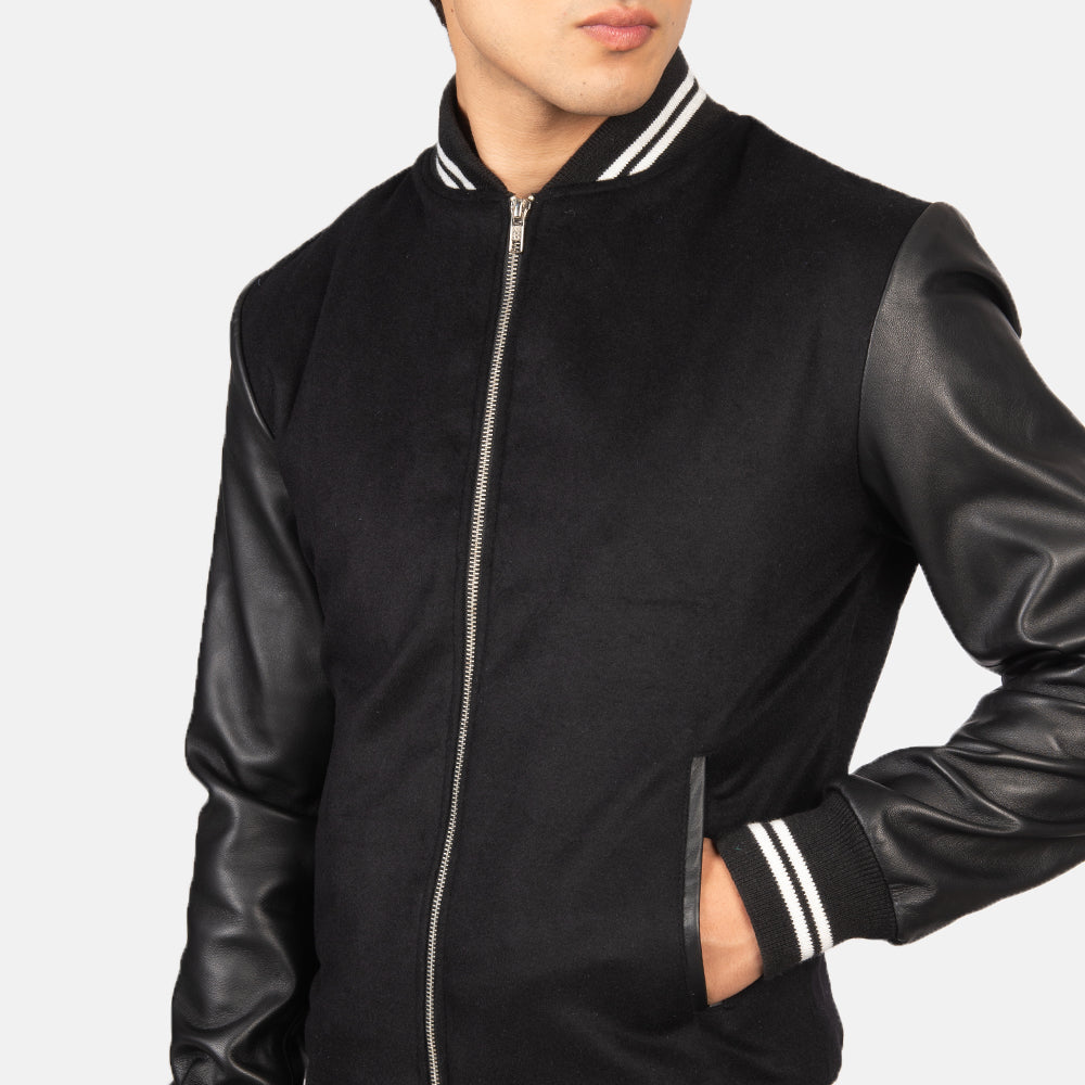 Harrison Black Hybrid Varsity Jacket by Dash Racegear - men Jacket view 6