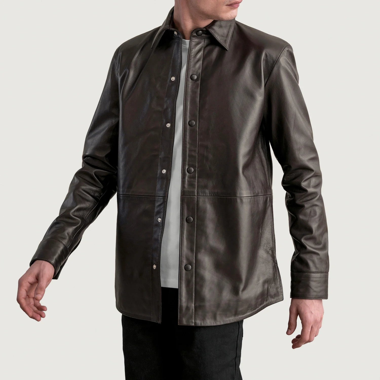 Haven Brown Leather Shirt by Dash Racegear - men Jacket view 1