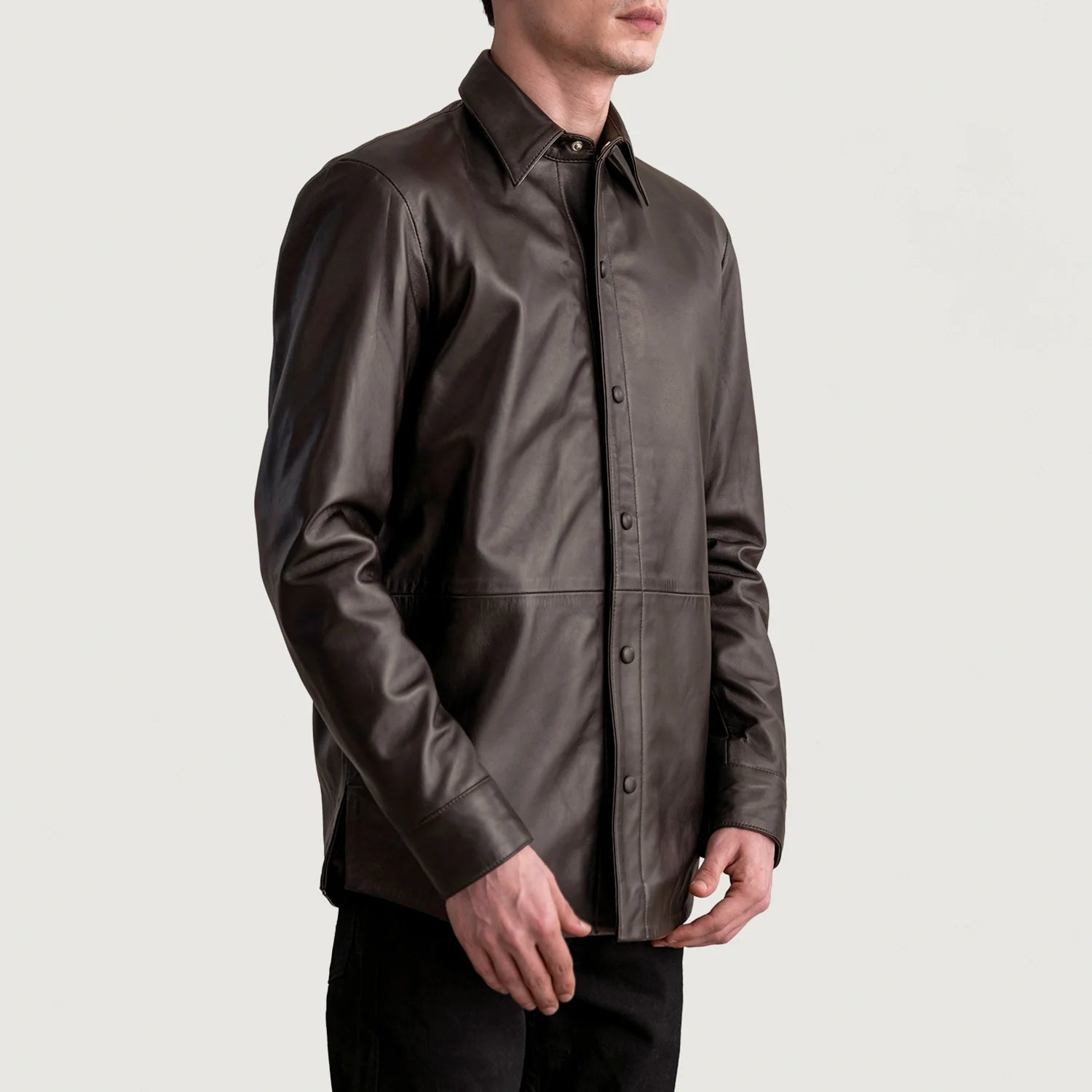 Haven Brown Leather Shirt by Dash Racegear - men Jacket view 2