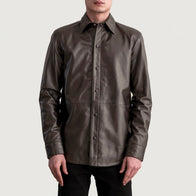 Haven Brown Leather Shirt by Dash Racegear - men Jacket view 3