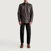 Haven Brown Leather Shirt by Dash Racegear - men Jacket view 4