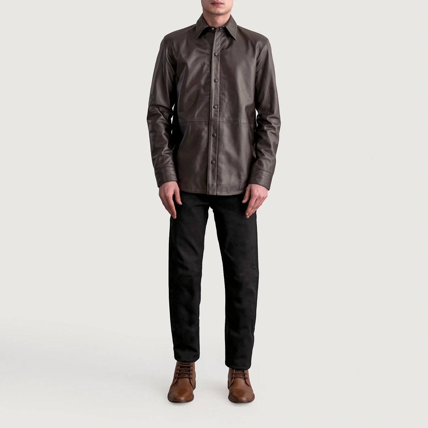 Haven Brown Leather Shirt by Dash Racegear - men Jacket view 4