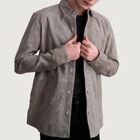 Haven Grey Suede Leather Shirt by Dash Racegear - men Jacket view 1