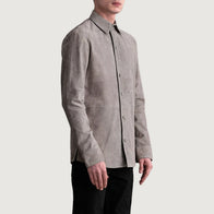 Haven Grey Suede Leather Shirt by Dash Racegear - men Jacket view 2