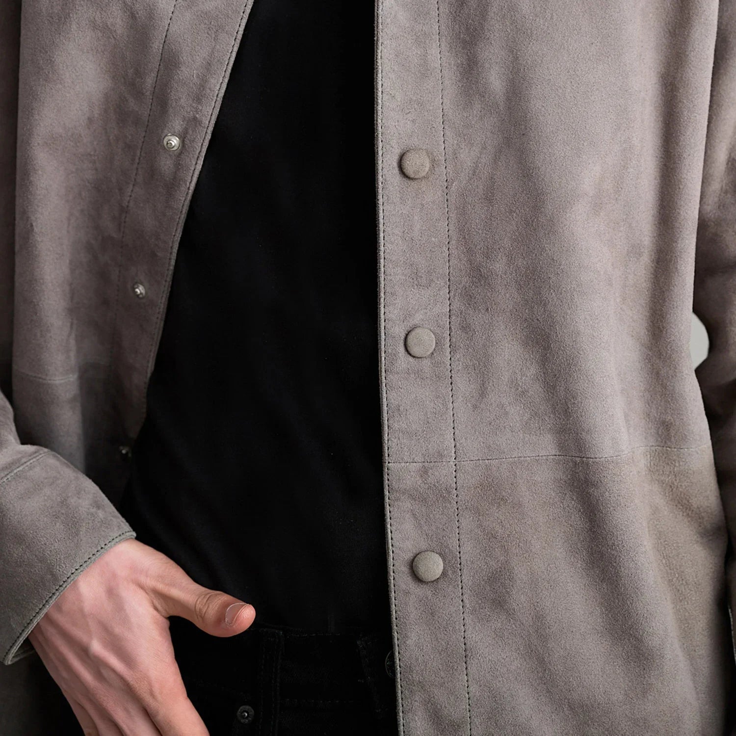 Haven Grey Suede Leather Shirt by Dash Racegear - men Jacket view 5