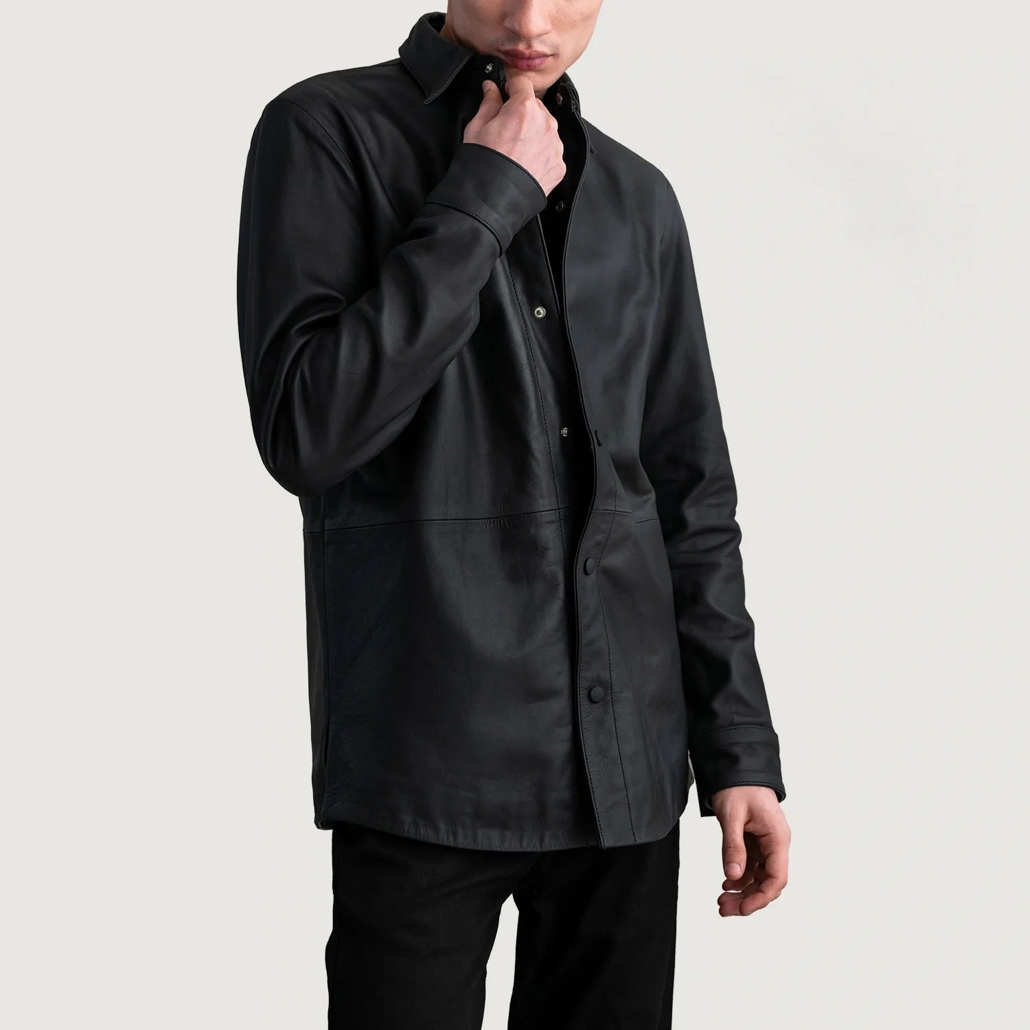 Haven Matte Black Leather Shirt by Dash Racegear - men Jacket view 1
