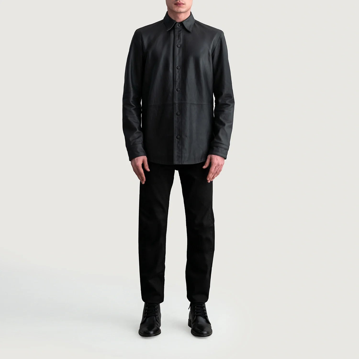 Haven Matte Black Leather Shirt by Dash Racegear - men Jacket view 4