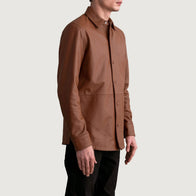 Haven Matte Brown Leather Shirt by Dash Racegear - men Jacket view 2
