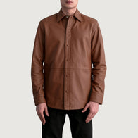 Haven Matte Brown Leather Shirt by Dash Racegear - men Jacket view 3