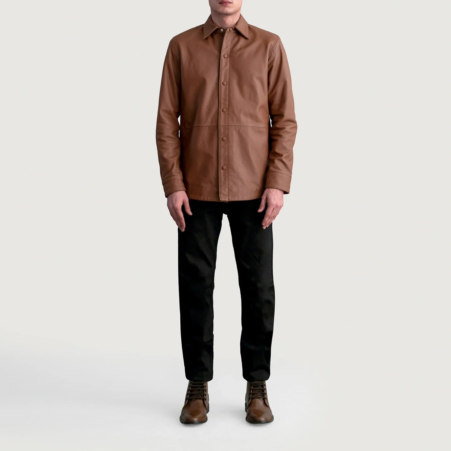 Haven Matte Brown Leather Shirt by Dash Racegear - men Jacket view 4
