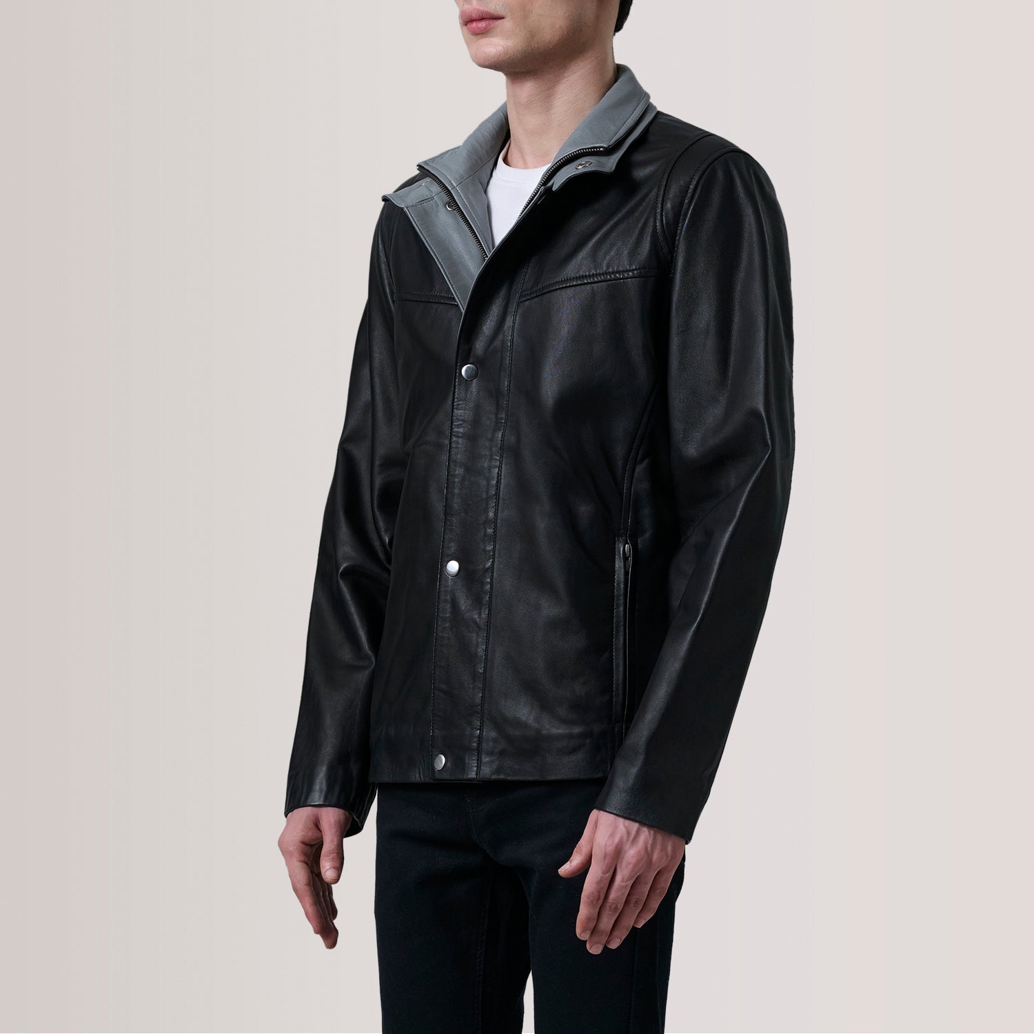 Henrik Black Leather Cafe Racer Jacket by Dash Racegear - men Jacket view 3