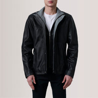 Henrik Black Leather Cafe Racer Jacket by Dash Racegear - men Jacket view 5
