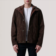 Henrik Brown Suede Cafe Racer Jacket by Dash Racegear - men Jacket view 1