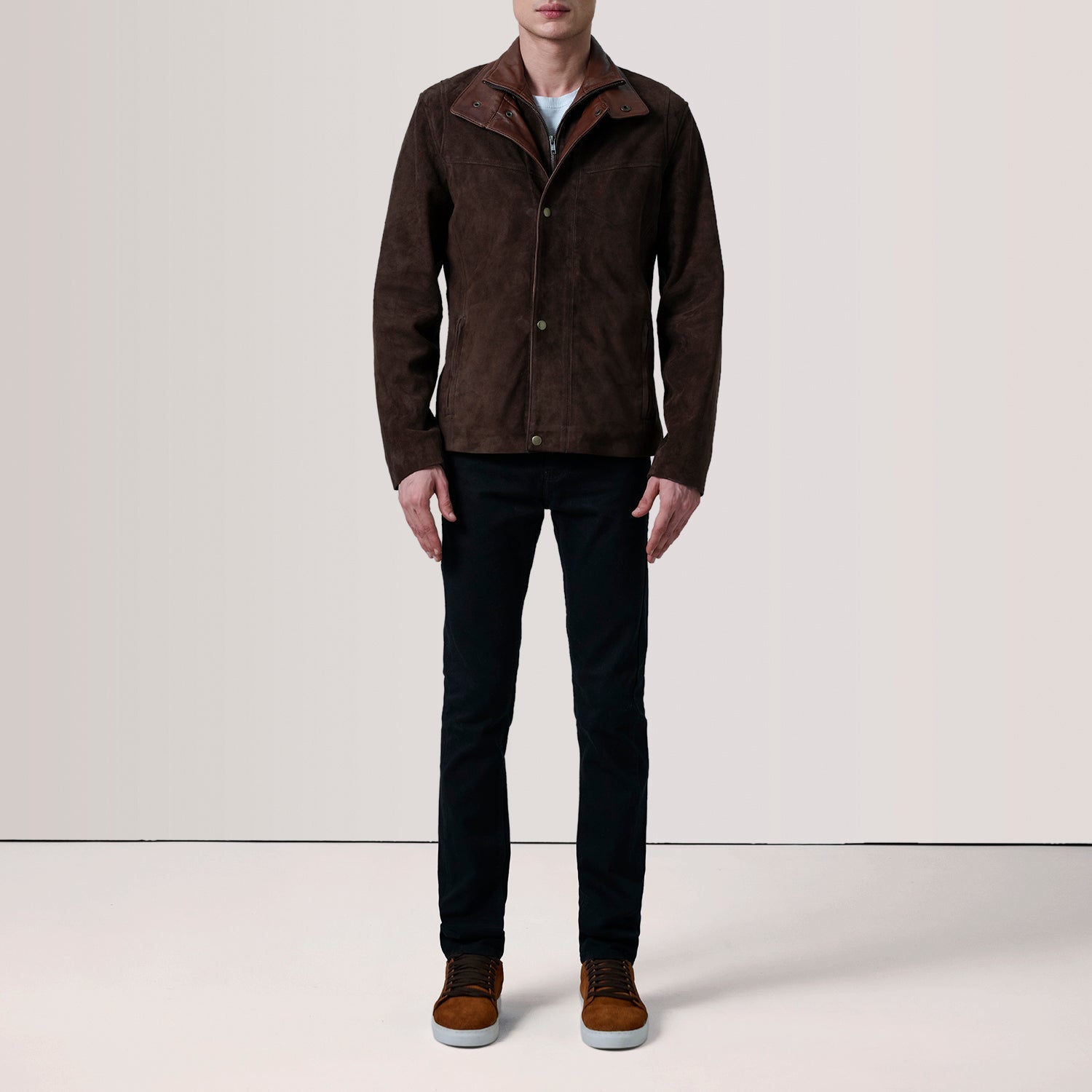 Henrik Brown Suede Cafe Racer Jacket by Dash Racegear - men Jacket view 2