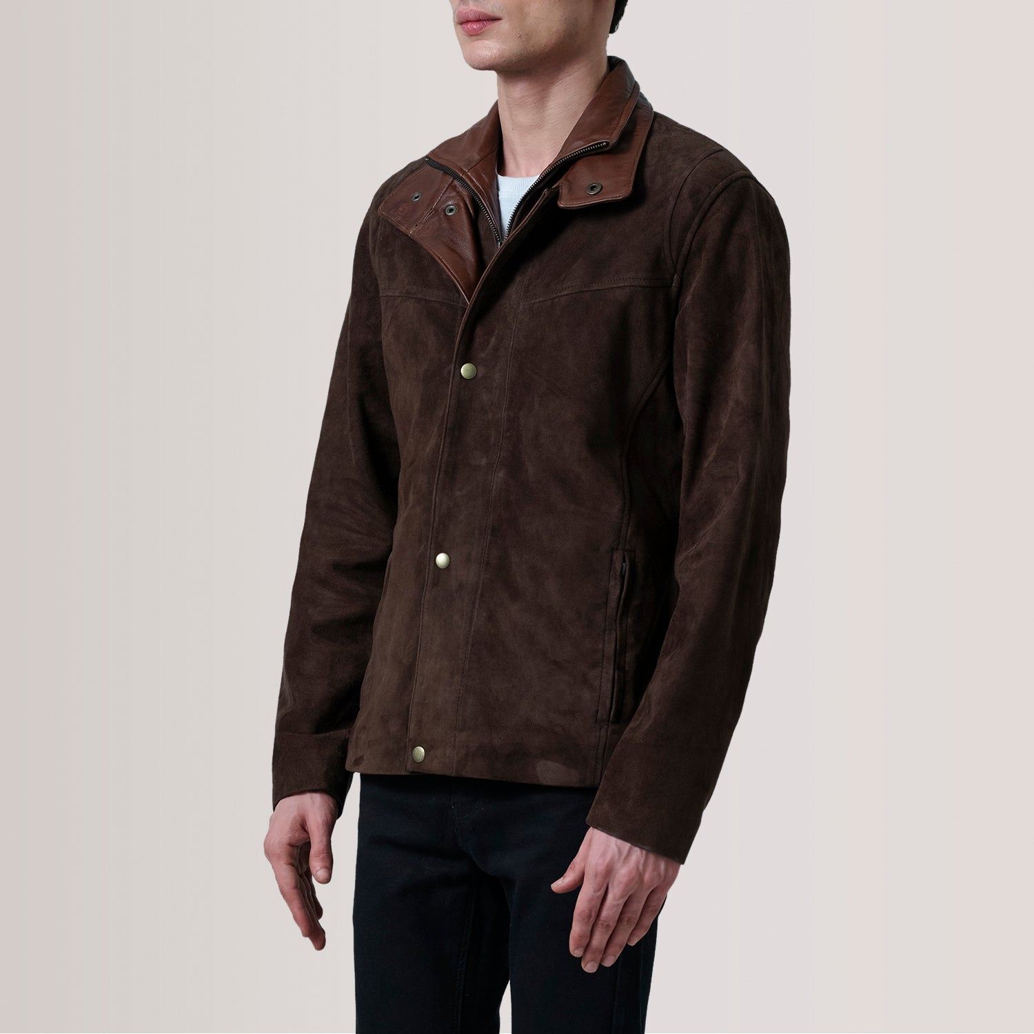 Henrik Brown Suede Cafe Racer Jacket by Dash Racegear - men Jacket view 3