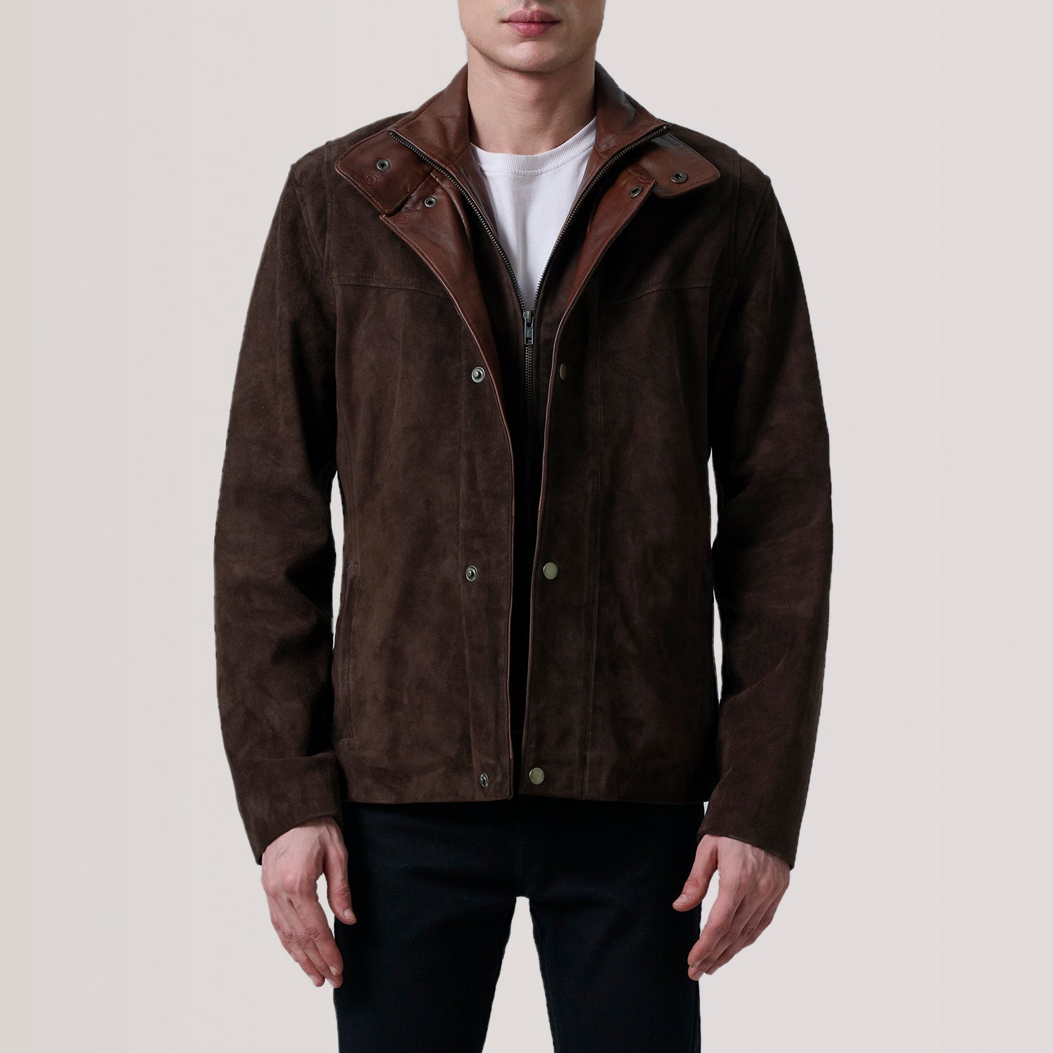 Henrik Brown Suede Cafe Racer Jacket by Dash Racegear - men Jacket view 4