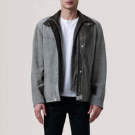 Henrik Grey Suede Cafe Racer Jacket by Dash Racegear - men Jacket view 1