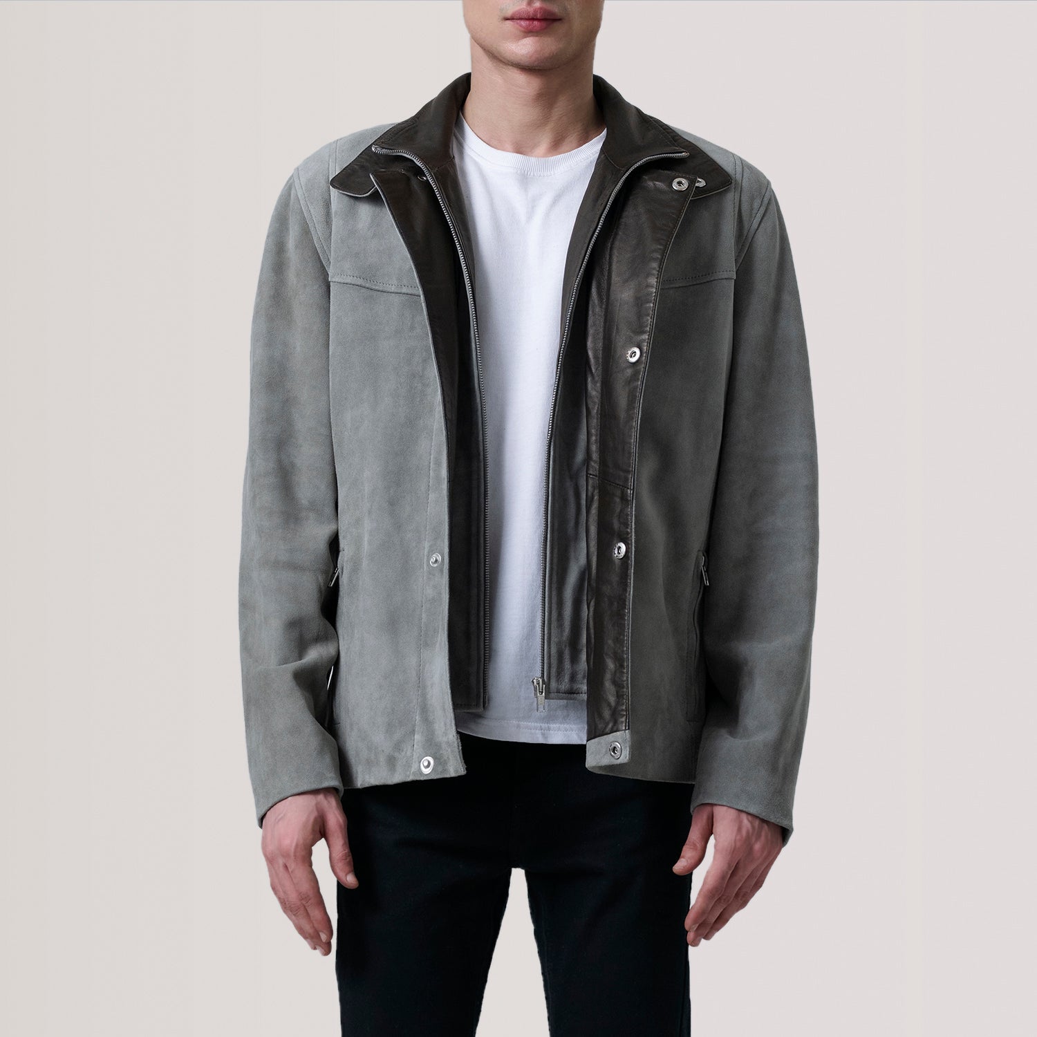 Henrik Grey Suede Cafe Racer Jacket by Dash Racegear - men Jacket view 1