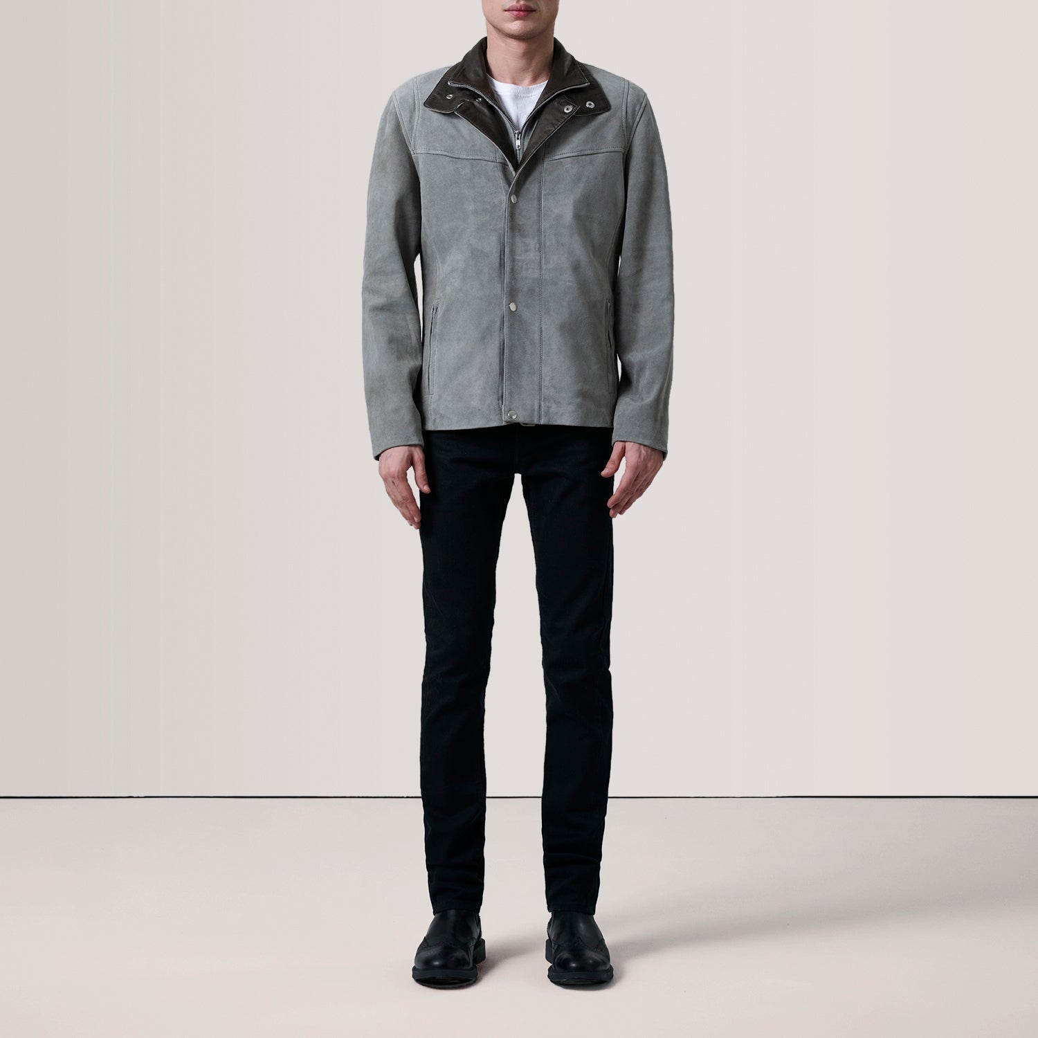 Henrik Grey Suede Cafe Racer Jacket by Dash Racegear - men Jacket view 2