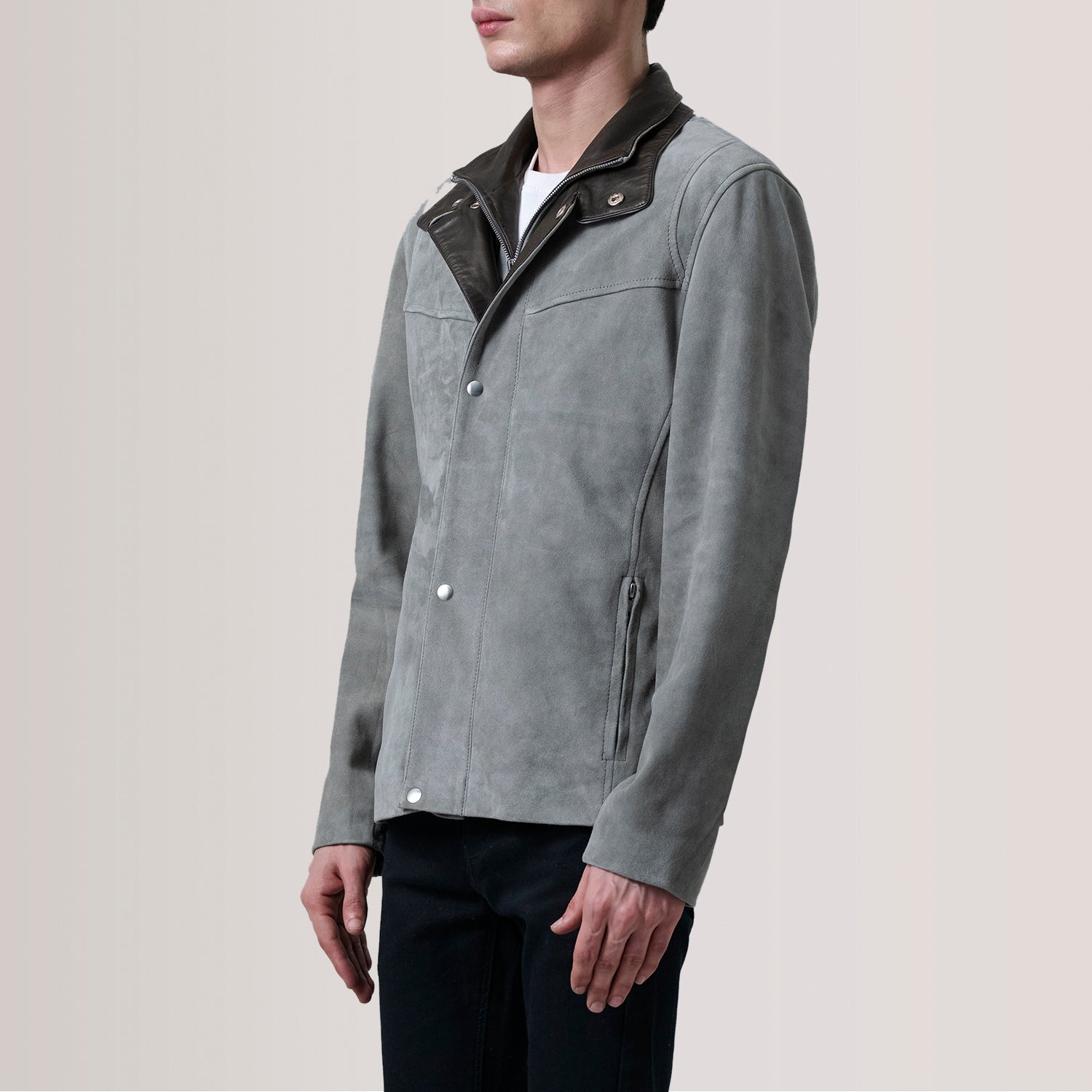 Henrik Grey Suede Cafe Racer Jacket by Dash Racegear - men Jacket view 3