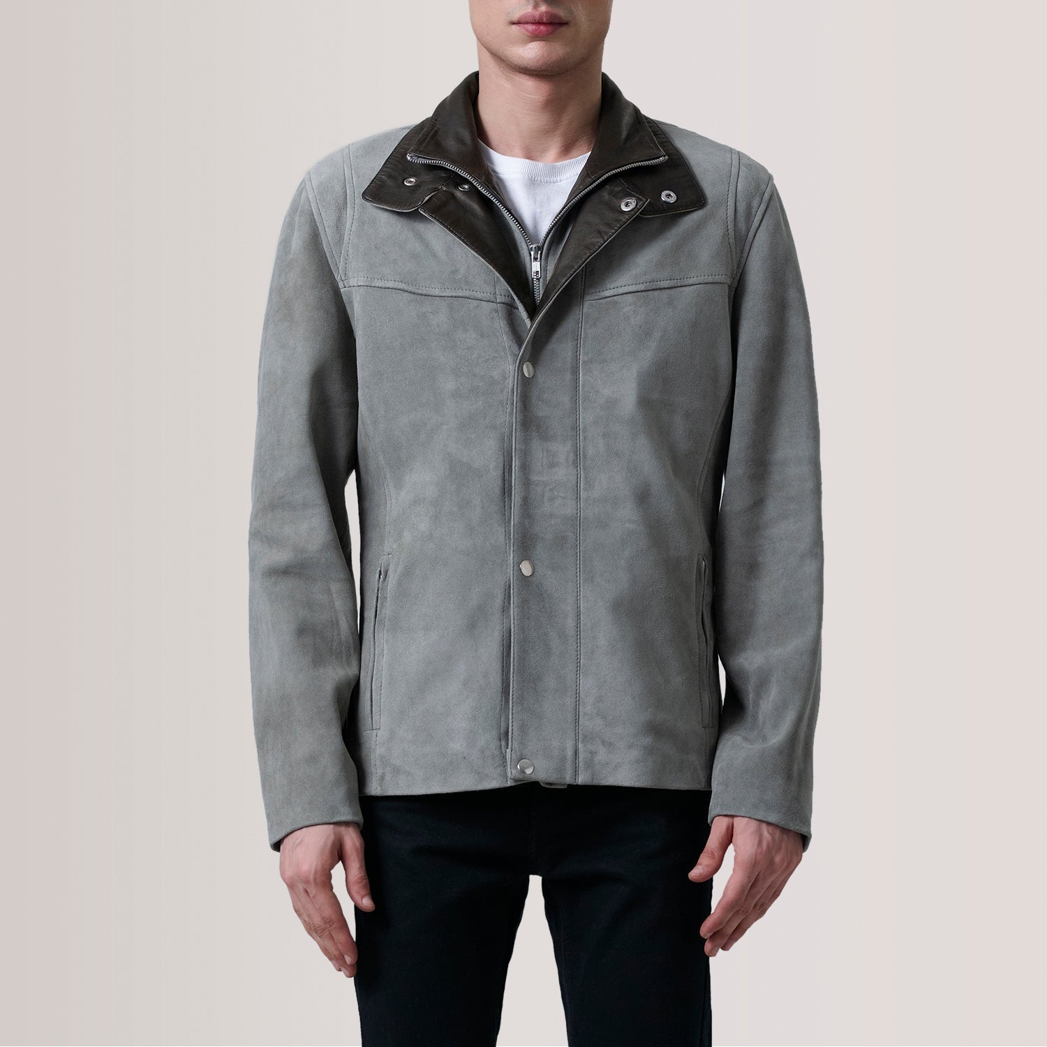 Henrik Grey Suede Cafe Racer Jacket by Dash Racegear - men Jacket view 5