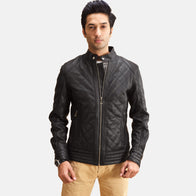 Henry Quilted Black Leather Jacket by Dash Racegear - men Jacket view 1