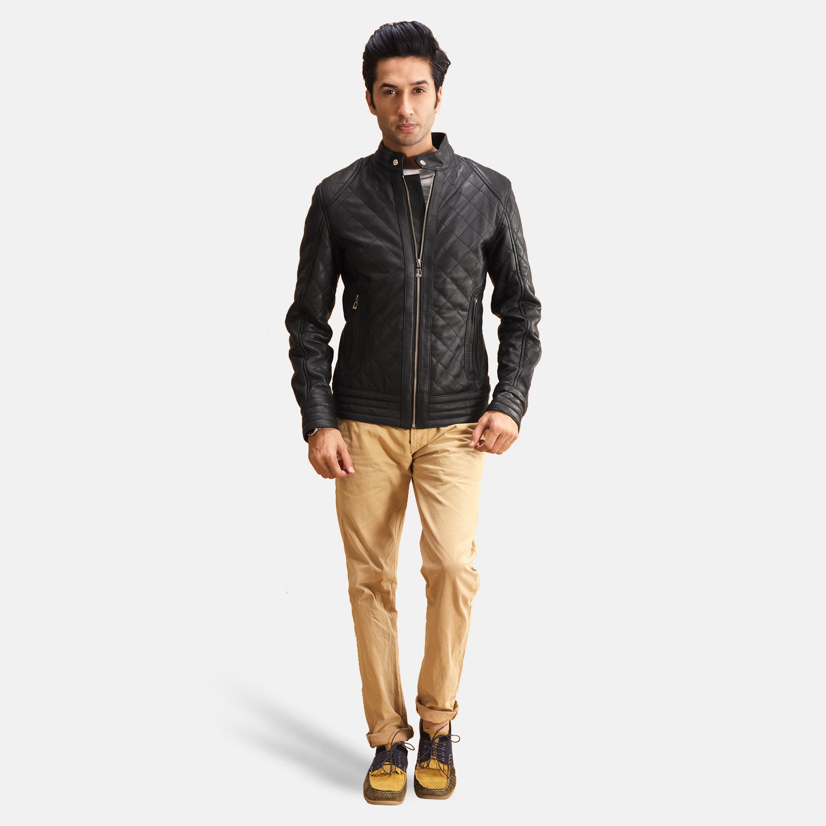 Henry Quilted Black Leather Jacket by Dash Racegear - men Jacket view 3