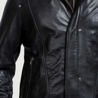 Highschool Black Hooded Leather Jacket by Dash Racegear - men Jacket view 6